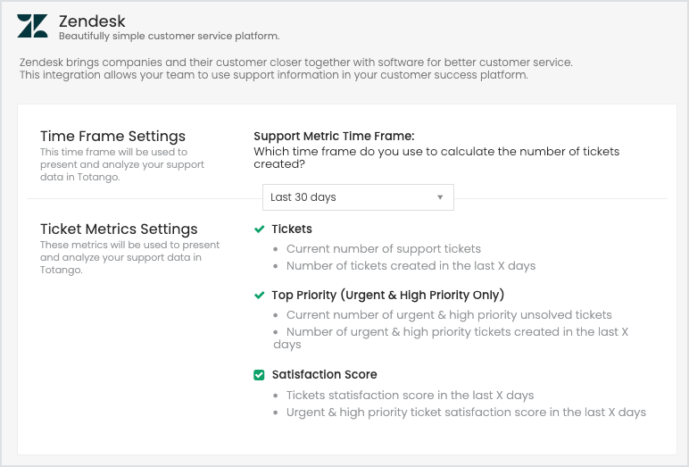 Configure a Zendesk integration Totango