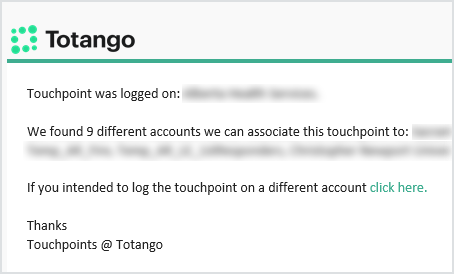 Create touchpoints from email Totango